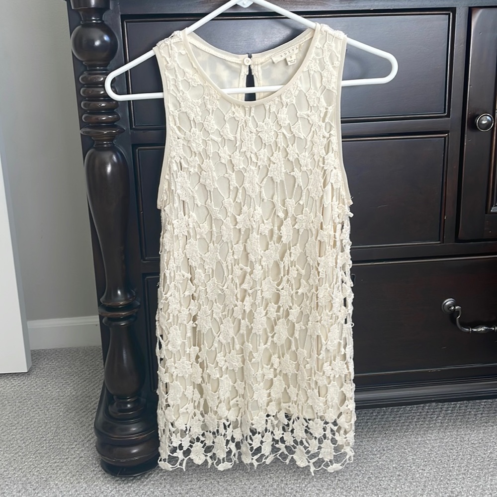 Cream Crochet Sleeveless Top